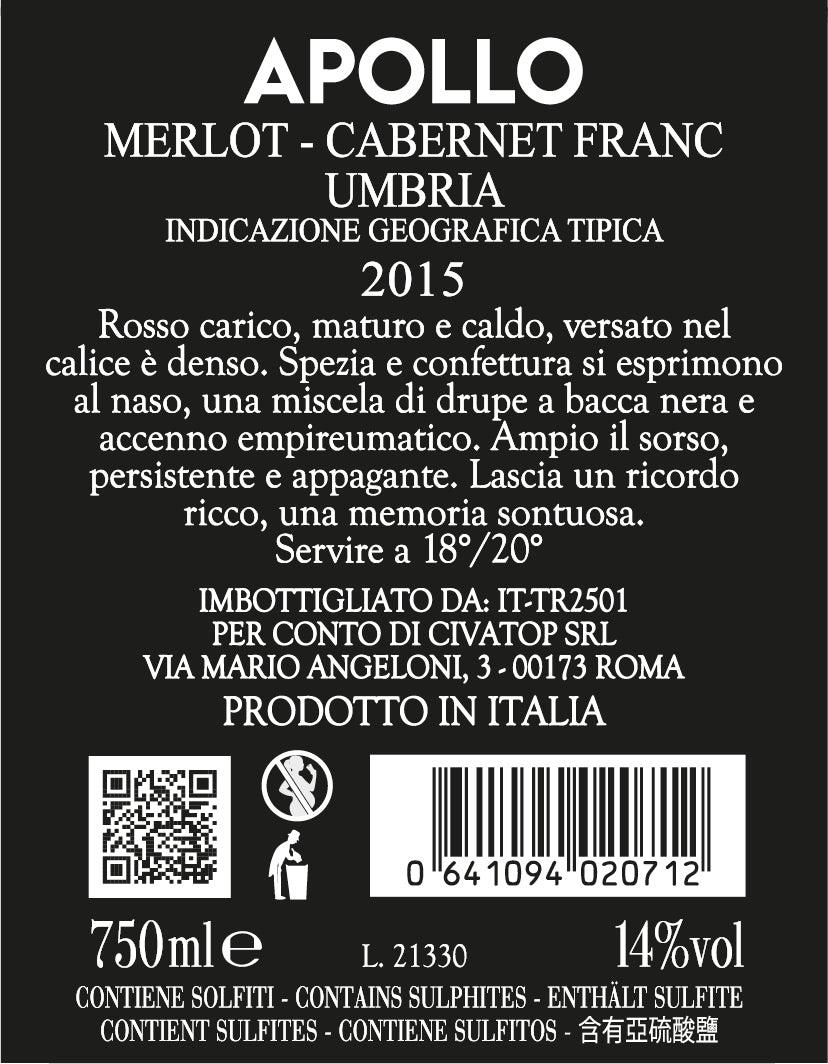 APOLLO MERLOT CABERNET FRANC 0.75 2015
